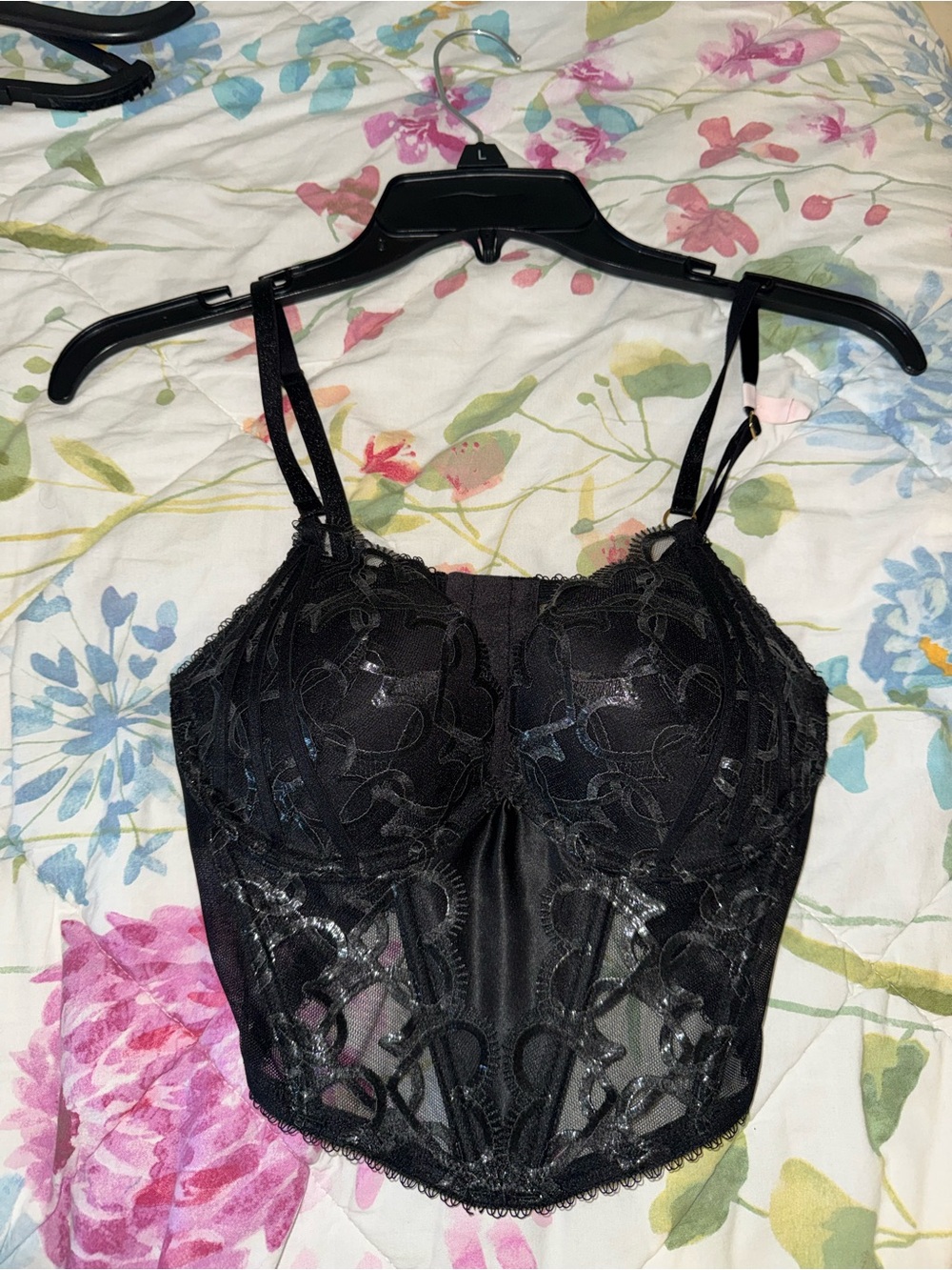 NWT Victoria’s Secret Very Sexy Push-Up Black Lace Heart Corset - 32C
